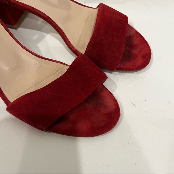 Free People Marigold block heel sandal size 39 in a red/burgundy suede color - Picture 4 of 10